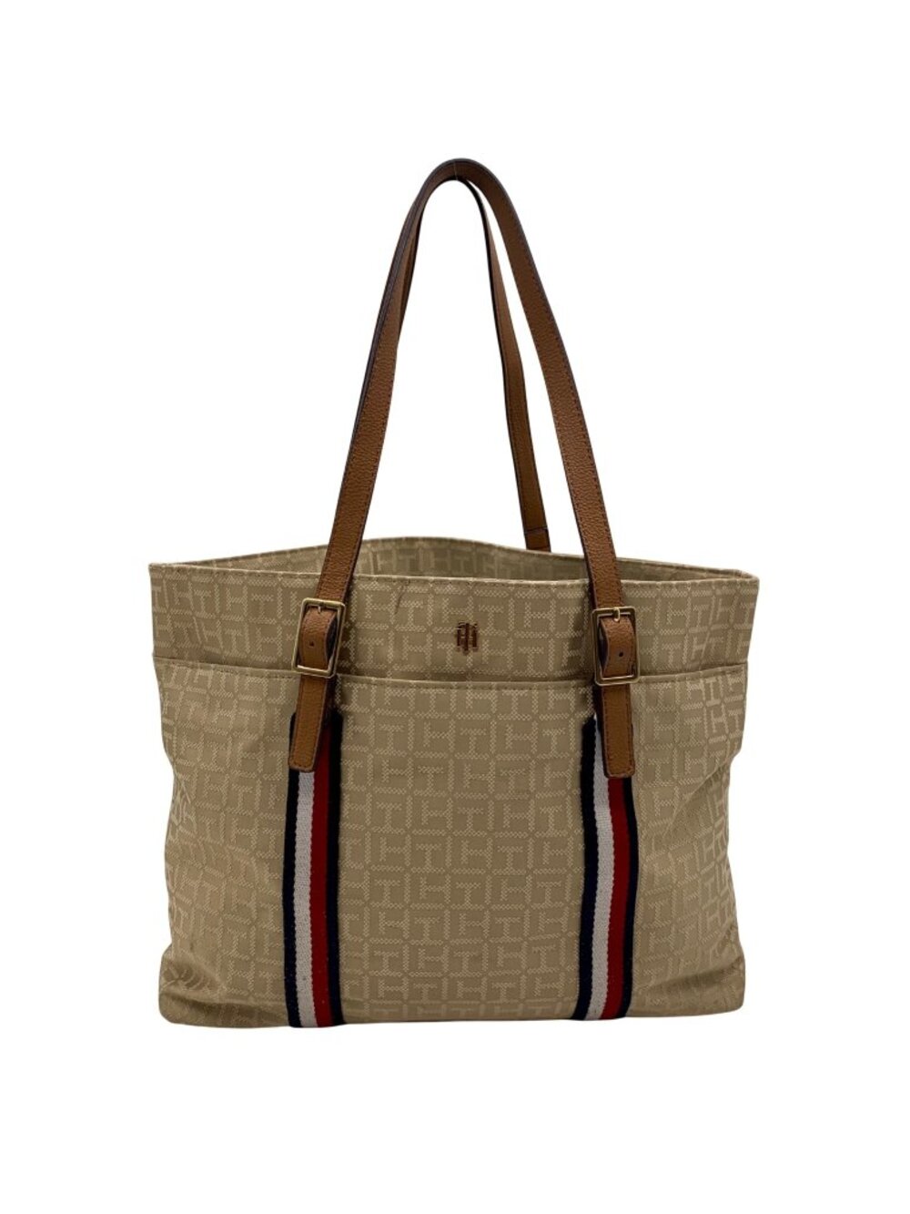 Tommy Hilfiger Monogram Jacquared Stripe Tote Bag